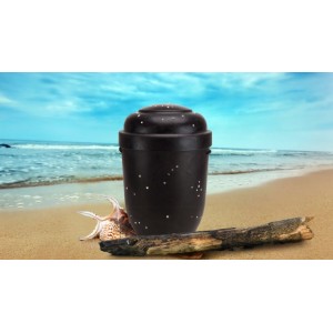 Biodegradable Cremation Ashes Funeral Urn / Casket - NATURAL DARK WOOD with STARS